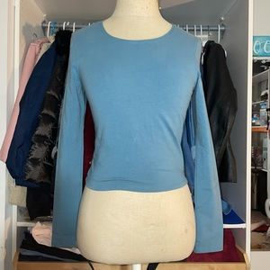 groceries apparel blue scoop neck long sleeve top